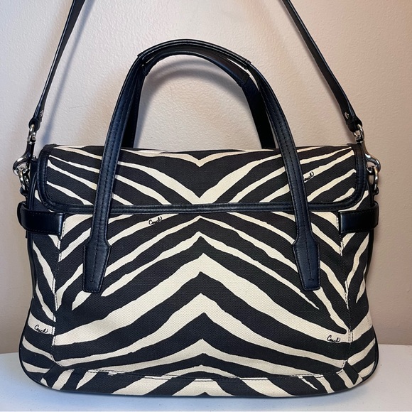 Coach Taylor Zebra Flap Satchel - Picture 4 of 14